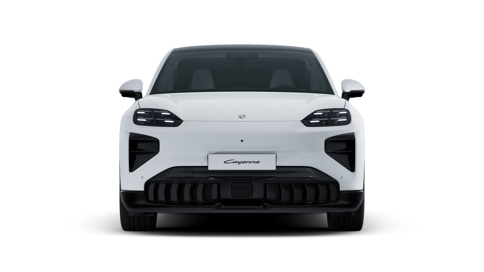 Cayenne Turbo Coupé Electric adresinin aracın ön tarafını gösteren dış görünümü