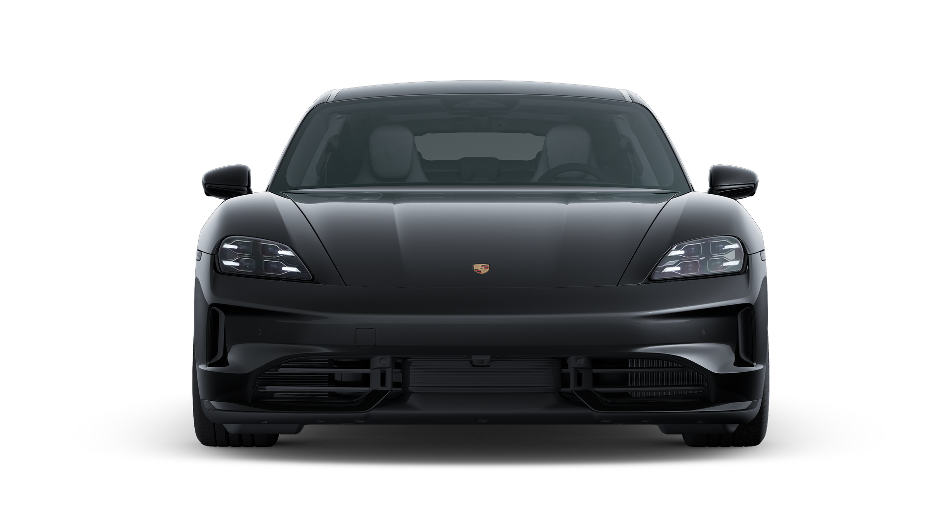 Taycan 4S Black Edition adresinin aracın ön tarafını gösteren dış görünümü