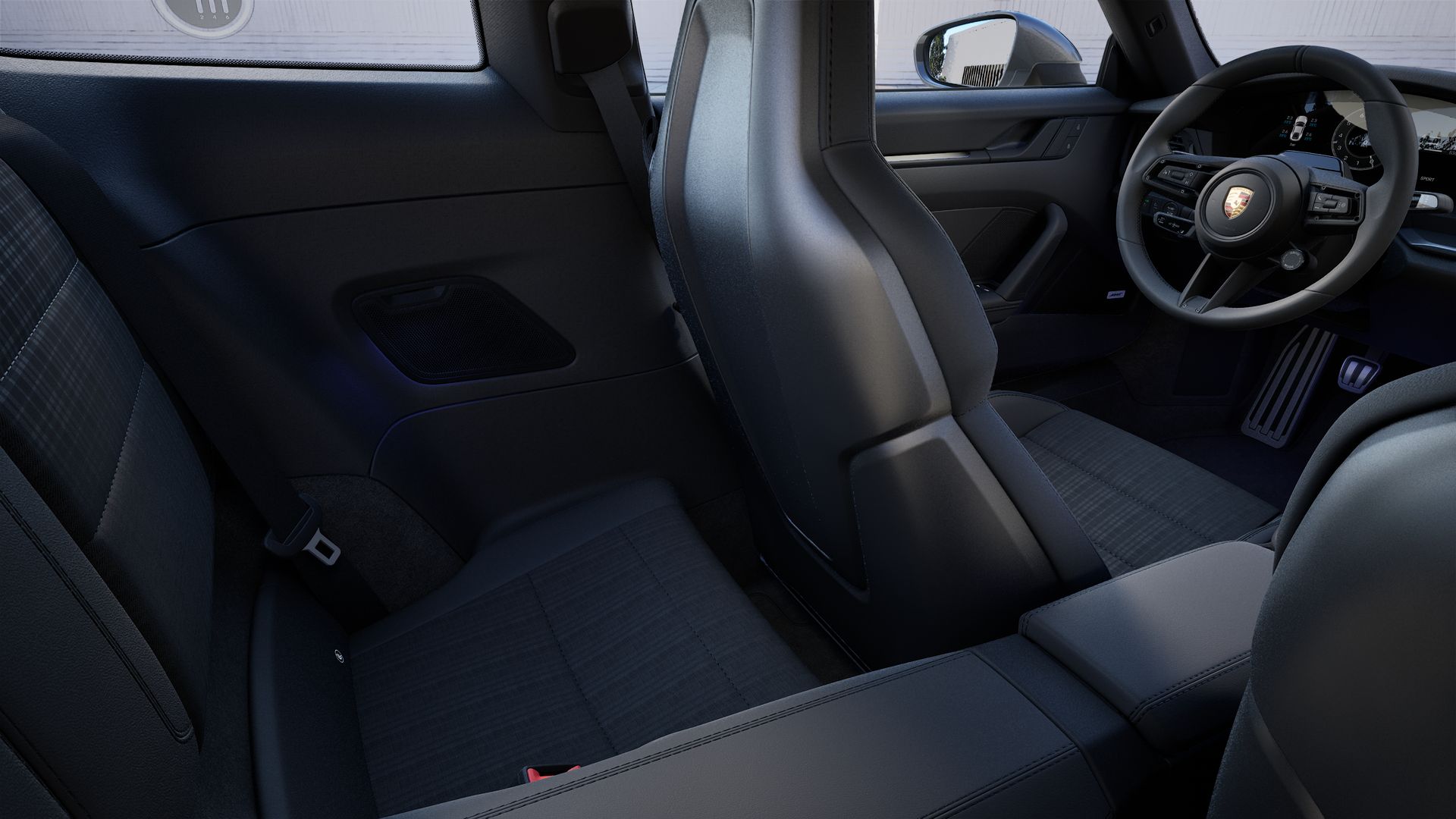 Interior view showing the back seats of 911 Carrera T