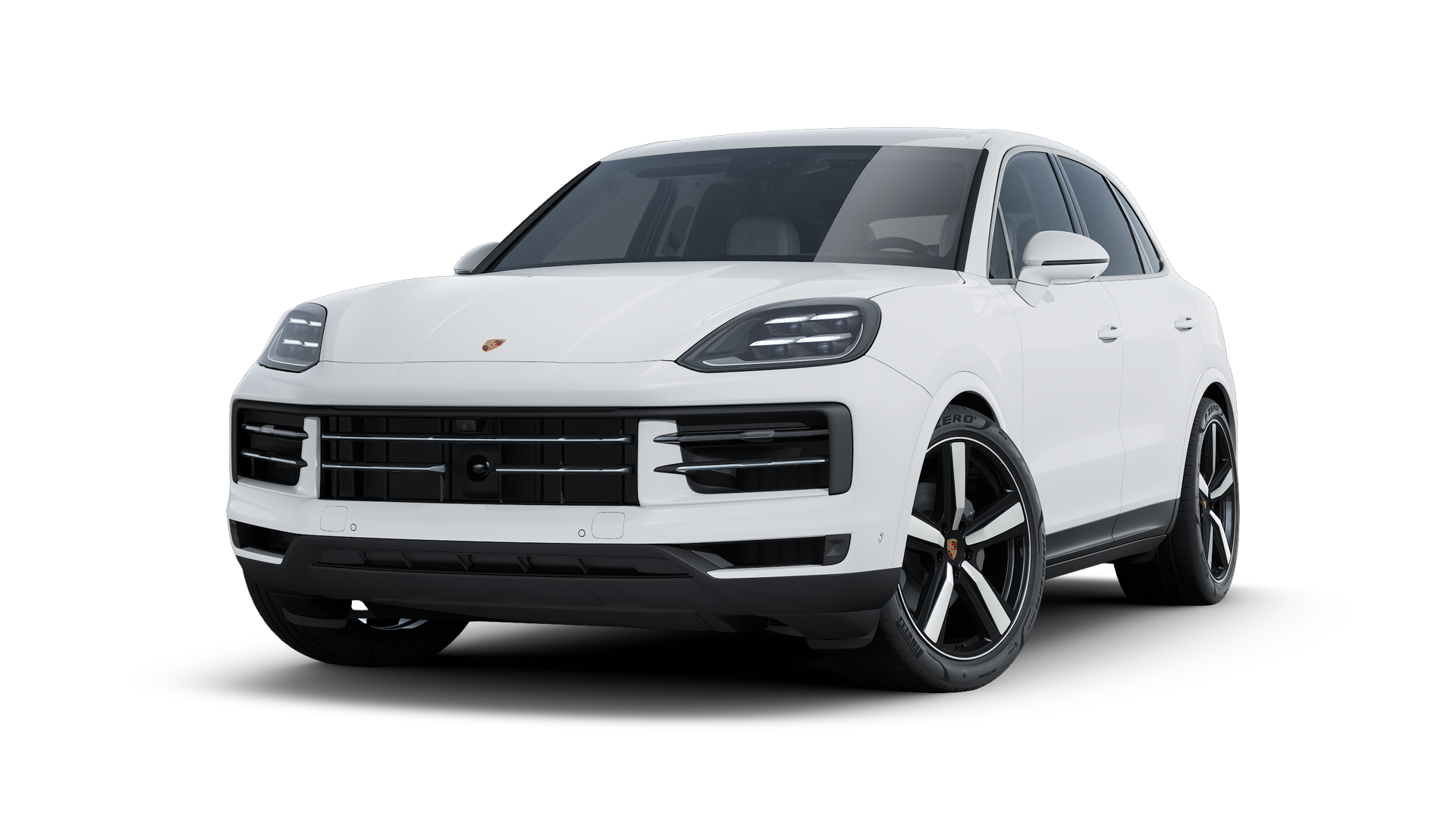 Exterior view of Cayenne showing the front and left side of the car