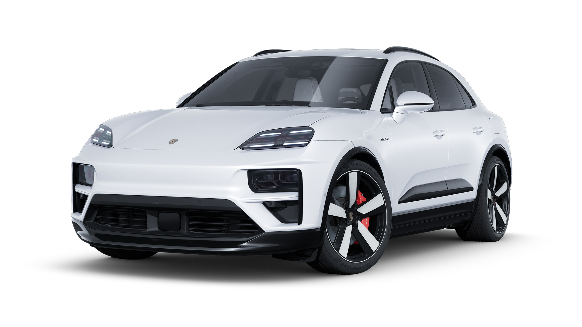 Exterior view of Macan Turbo showing the front and left side of the car