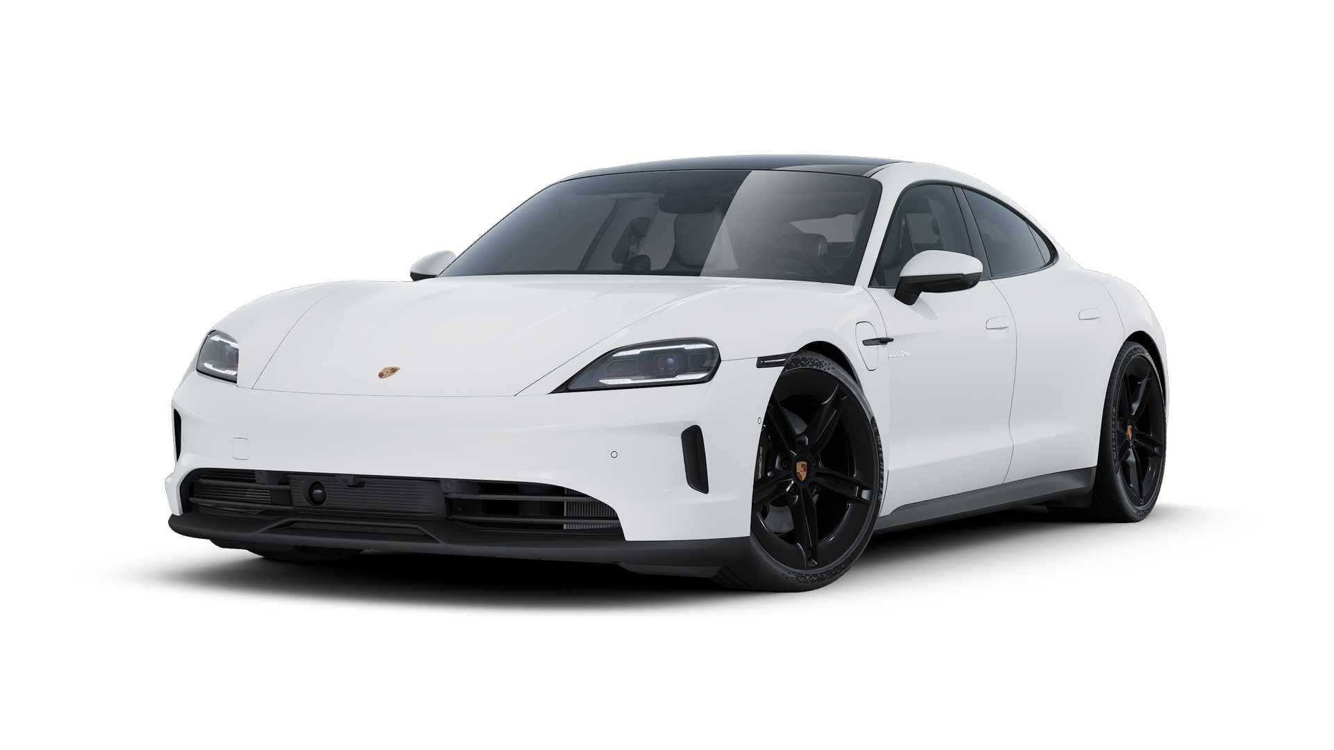 Exterior view of Taycan showing the front and left side of the car