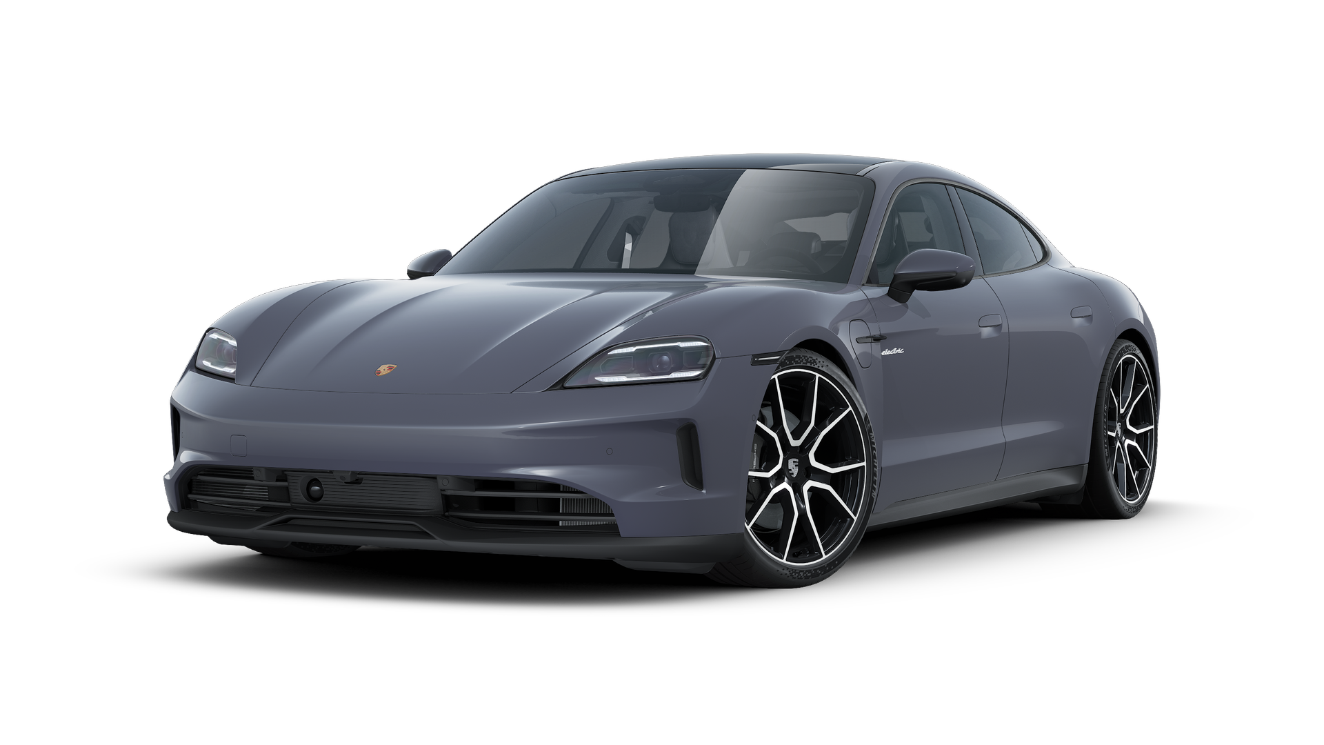 Exterior view of Taycan 4 showing the front and left side of the car