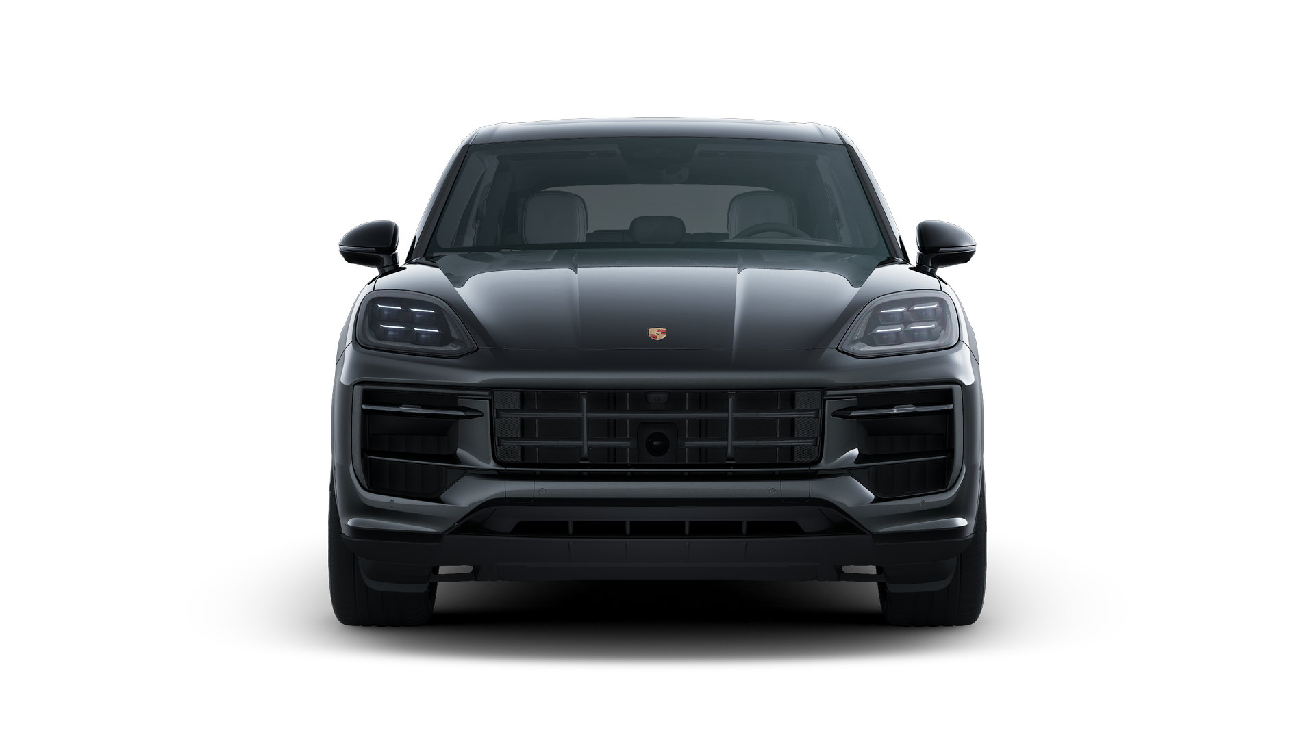 Exterior view of Cayenne Black Edition showing the front of the car