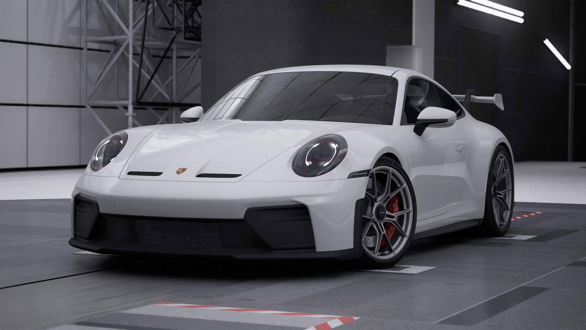 Exterior view of 911 GT3 showing the front and left side of the car