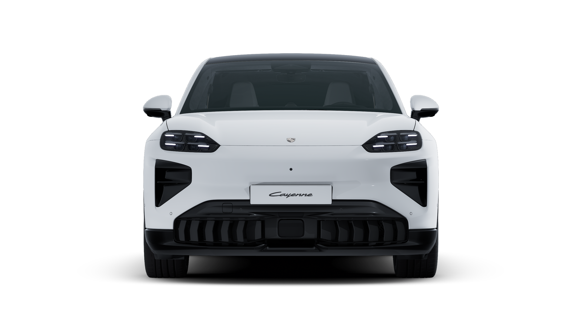 Exterior view of Cayenne Turbo Coupé Electric showing the front of the car