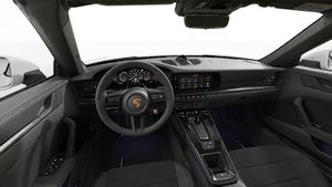 911 Carrera 4 GTS Cabriolet-ի սրահի տեսքը. ղեկանիվ և կենտրոնական վահանակ