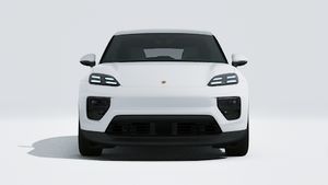 Vista exterior de Macan 4 Electric mostrando la parte delantera del coche