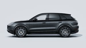 Die Außenansicht von Cayenne E-Hybrid Black Edition zeigt die linke Seite des Fahrzeugs