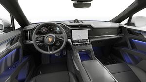 Innenansicht mit Lenkrad und Armaturenbrett von Cayenne Coupé Electric