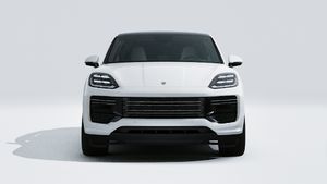Exterior view of Cayenne Turbo E-Hybrid Coupé showing the front of the car