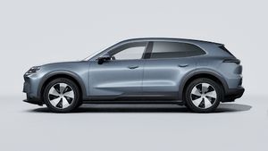 Exterior view of Cayenne Electric showing the left side of the car