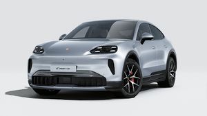 Exterior view of Cayenne S Coupé Electric showing the front and left side of the car