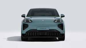 Exterior view of Cayenne Turbo Coupé Electric showing the front of the car