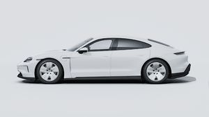 Exterior view of Taycan showing the left side of the car
