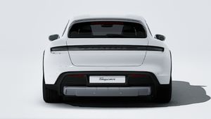 Exterior view of Taycan 4 Cross Turismo showing the rear of the car