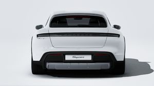 Exterior view of Taycan 4S Cross Turismo showing the rear of the car