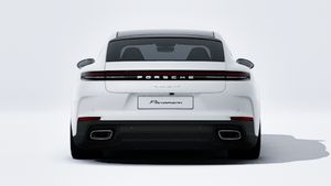 Exterior view of Panamera 4 E-Hybrid showing the rear of the car