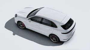 Yuxarıdan görünən Cayenne Turbo E-Hybrid modelinin xarici görünüşü