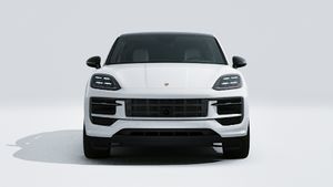 Avtomobilin ön hissəsini göstərən Cayenne E-Hybrid Coupé Black Edition modelinin xarici görünüşü