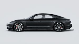 Spoljašnji pogled na Taycan 4S Black Edition koji prikazuje lijevu stranu automobila
