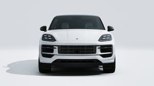 Buitenaanzicht van de Cayenne Coupé Black Edition aan de voorkant van de auto