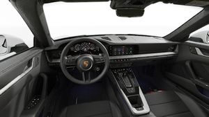 Interior view showing the steering wheel and dashboard of 911 Carrera Cabriolet
