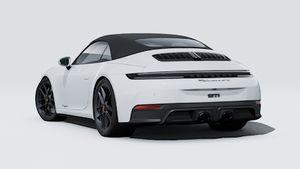 Exterior view of 911 Carrera 4 GTS Cabriolet showing the back and left side of the car