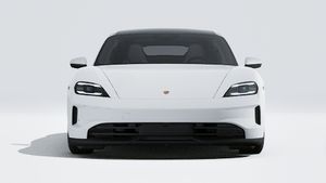 Exterior view of Taycan 4 showing the front of the car