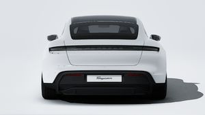 Exterior view of Taycan 4S showing the rear of the car