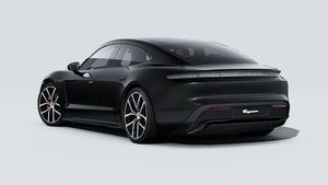 Exterior view of Taycan 4S Black Edition showing the back and left side of the car