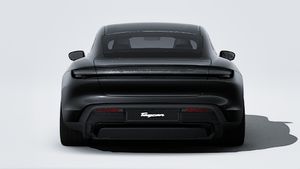 Exterior view of Taycan 4S Black Edition showing the rear of the car