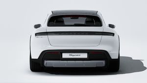 Exterior view of Taycan 4 Cross Turismo showing the rear of the car