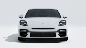 Exterior view of Panamera Turbo E-Hybrid showing the front of the car