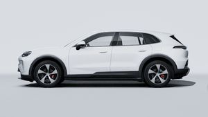 Exterior view of Cayenne S Electric showing the left side of the car