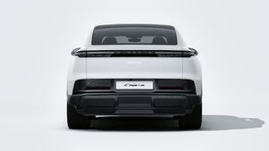 Exterior view of Cayenne Coupé Electric showing the rear of the car