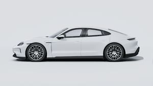 Exterior view of Taycan showing the left side of the car