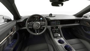 Vista interior mostrando o volante e o painel de instrumentos de Taycan Turbo Cross Turismo (2027)