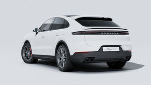 Exterior view of Cayenne S E-Hybrid Coupé showing the back and left side of the car