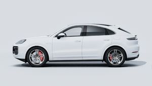 Exterior view of Cayenne Turbo E-Hybrid Coupé showing the left side of the car