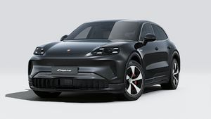 Exterior view of Cayenne S Electric showing the front and left side of the car