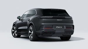 Exterior view of Cayenne S Electric showing the back and left side of the car