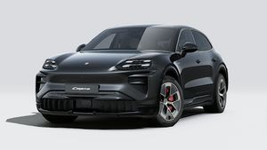 Exterior view of Cayenne Turbo Electric showing the front and left side of the car