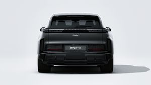 Exterior view of Cayenne Turbo Electric showing the rear of the car