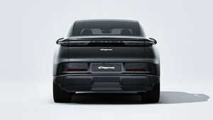 Exterior view of Cayenne Coupé Electric showing the rear of the car