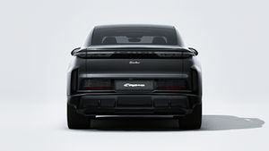 Exterior view of Cayenne Turbo Coupé Electric showing the rear of the car