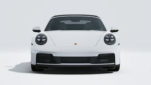 Vista esterna di 911 Carrera Cabriolet che mostra la parte anteriore della vettura