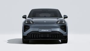 Vista esterna di Cayenne Turbo Coupé Electric che mostra la parte anteriore della vettura