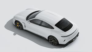 Aussenansicht von Taycan Turbo S von oben gesehen