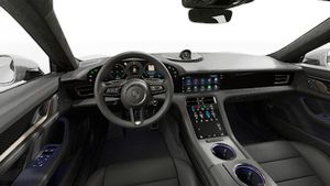 Innenansicht mit Lenkrad und Armaturenbrett von Taycan Turbo S Cross Turismo